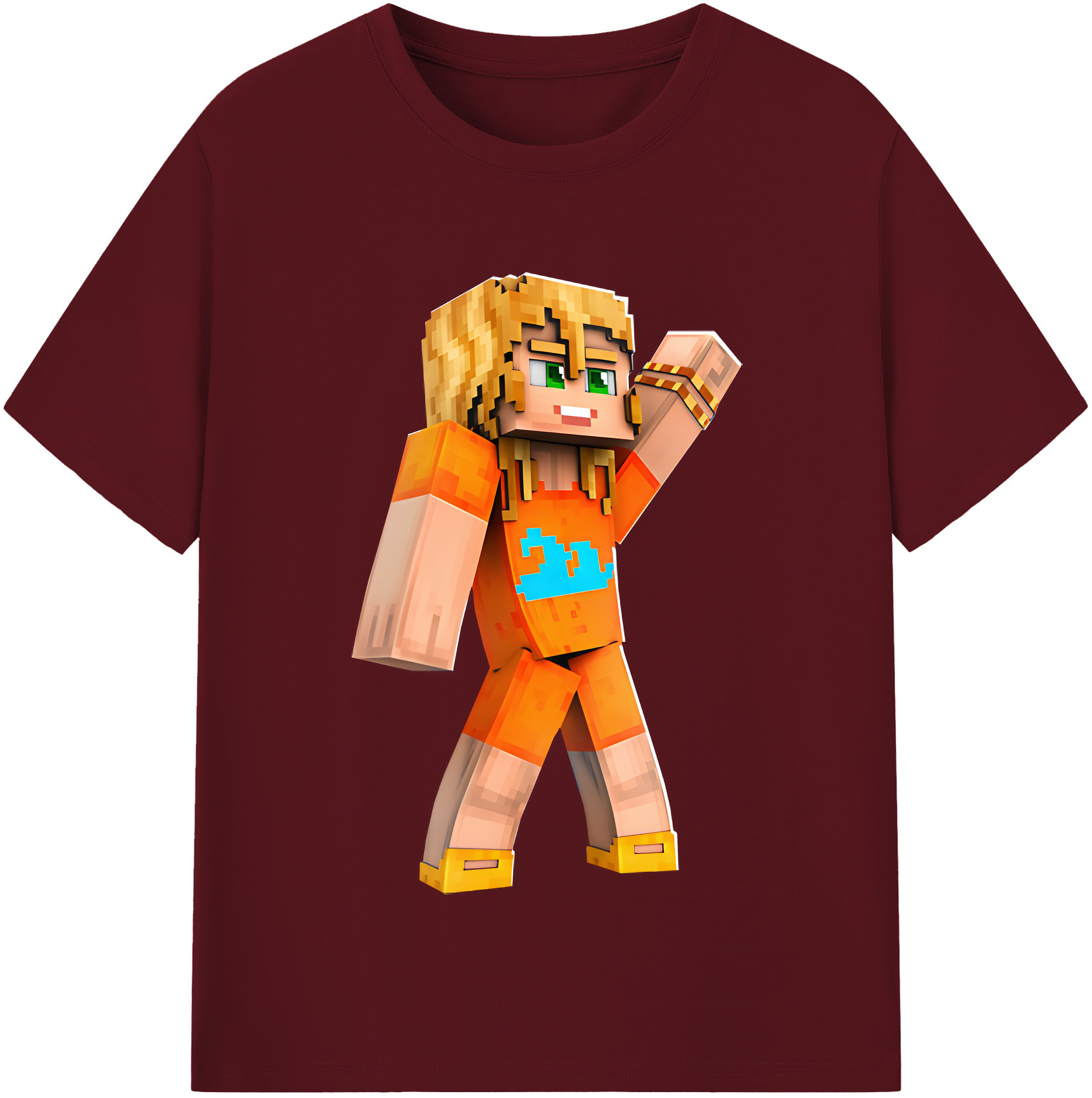 （画像用） マインクラフト ブロックの世界 Minecraft MC Block world 綿100％半袖Tシャツ（フロントプリント）